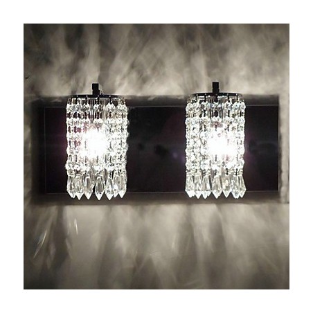 Moderní nástěnné svítidlo s křišťálovými přívěsky a 2 svítidly v lesklém chromu