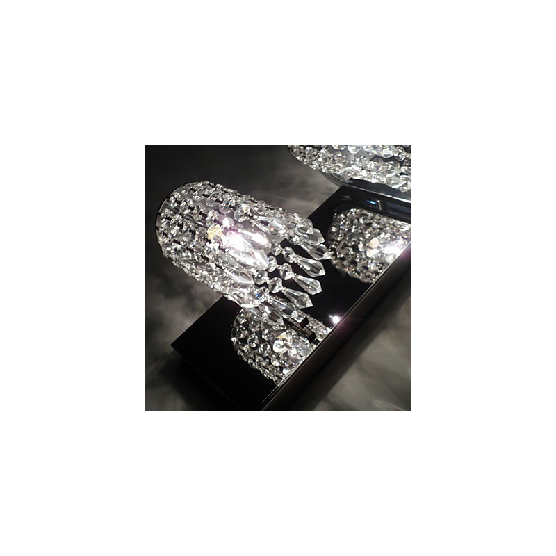 Moderní nástěnné svítidlo s křišťálovými přívěsky a 2 svítidly v lesklém chromu