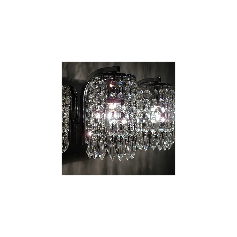 Moderní nástěnné svítidlo s křišťálovými přívěsky a 2 svítidly v lesklém chromu
