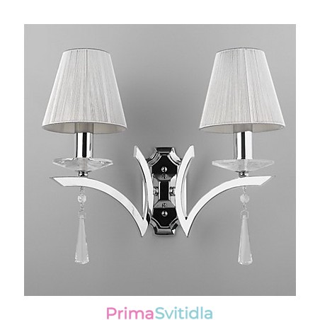 Elegantní nástěnné svítidlo se 2 světly zdobené křišťálovými kapkami Elegantní nástěnné svítidlo se 2 světly zdobené křišťálovými kapkami