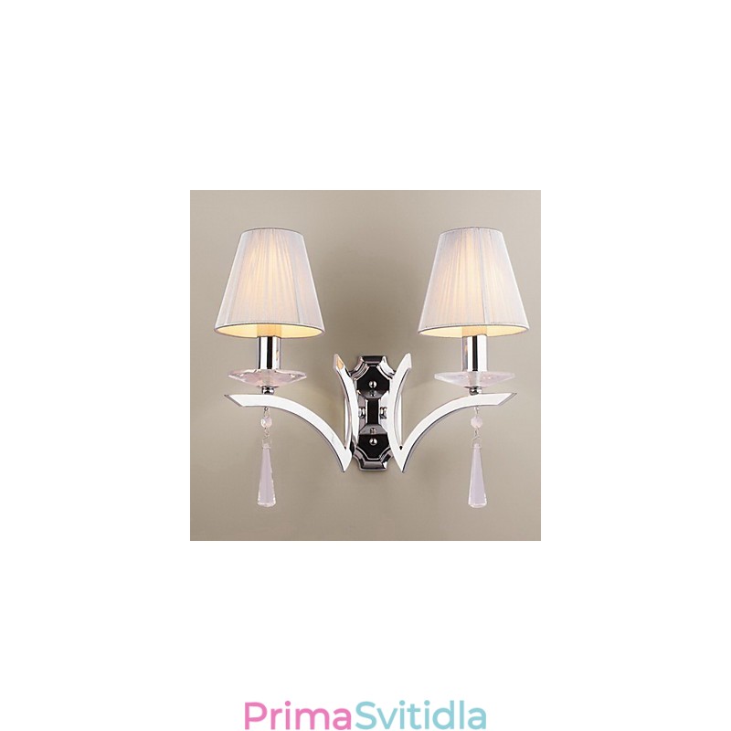 Elegantní nástěnné svítidlo se 2 světly zdobené křišťálovými kapkami