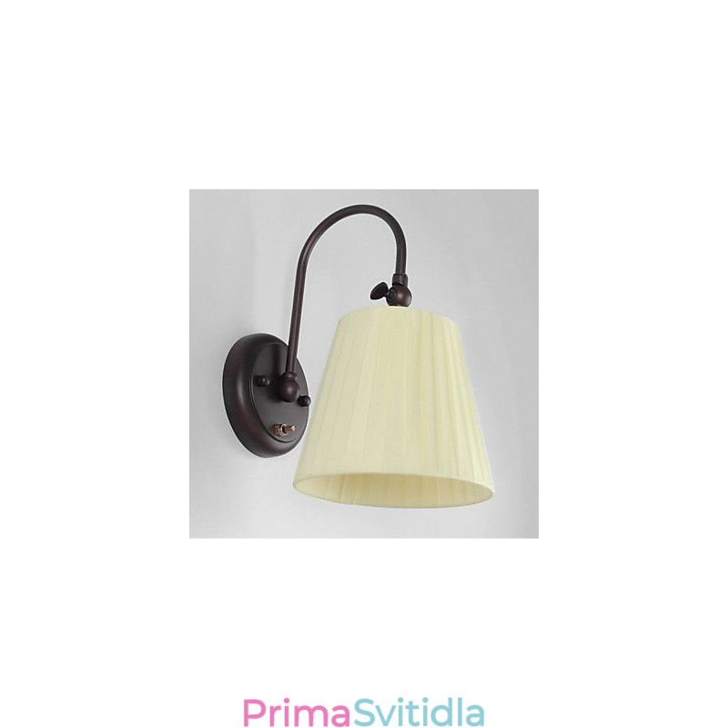 Železná nástěnná lampa s látkovým stínidlem v 1 světle