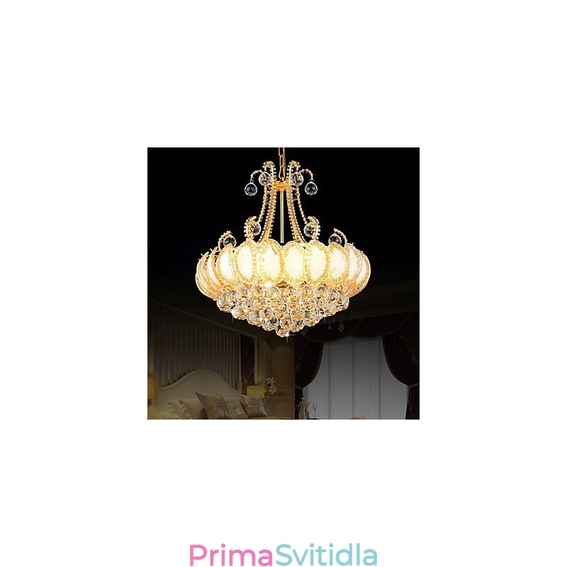 Moderní luxusní lustr křišťálové závěsné světlo o průměru 50 cm obsahuje 8 žárovek