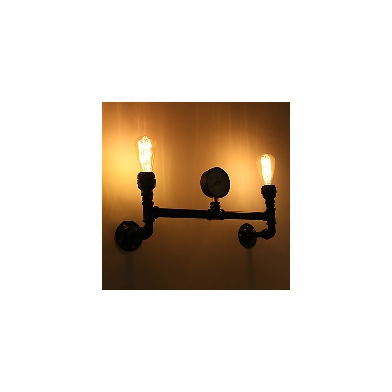 2 Heads Vintage Industrial Pipe Nástěnná světla Černá kreativní světla Restaurace Kavárna Bar Dekorační osvětlení