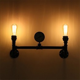 2 Heads Vintage Industrial Pipe Nástěnná světla Černá kreativní světla Restaurace Kavárna Bar Dekorační osvětlení
