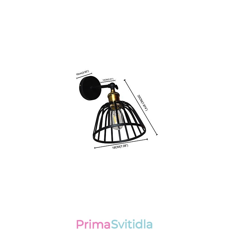 Světle malovaná ocelová nástěnná lampa Němá černá americká káva dekorace Retro nástěnná světelná lampa se světelným mečem na zdi