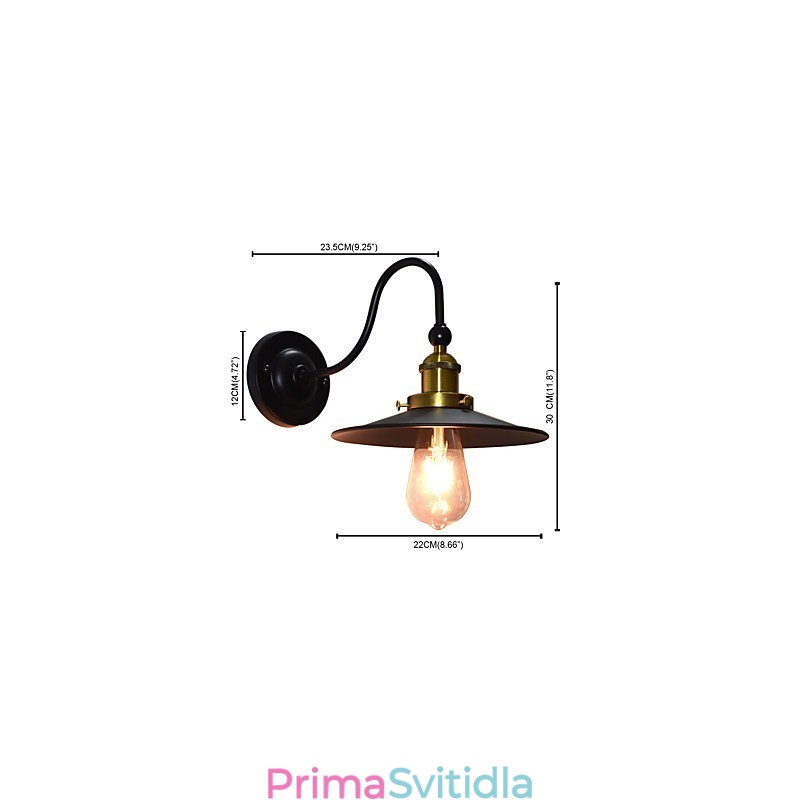 Nástěnné světlo Nástěnné svítidla Nástěnné železo Nástěnná lampa Němá černá lampa se světelným mečem na zdi