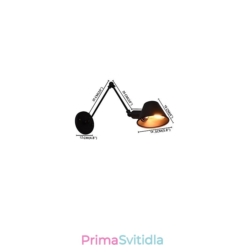 Nástěnné světlo Nástěnné svítidla Nástěnné železo Nástěnná lampa Němá černá lampa se světelným mečem na zdi