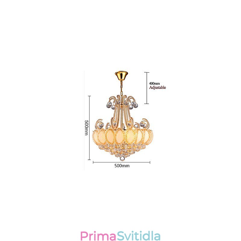 Moderní luxusní lustr křišťálové závěsné světlo o průměru 50 cm obsahuje 8 žárovek