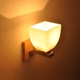 Jednoduchá nástěnná lampa Noční stolní lampa se skleněným stínidlem a masivním dřevem do ložnice Komoda Obývací pokoj Dětský pokoj Kolej Konferenční stolek Knihovny