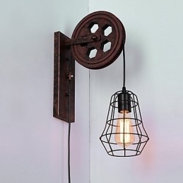 Industriální retro železná nástěnná lampa Creative Personality Lift Kladka Wall Lamp
