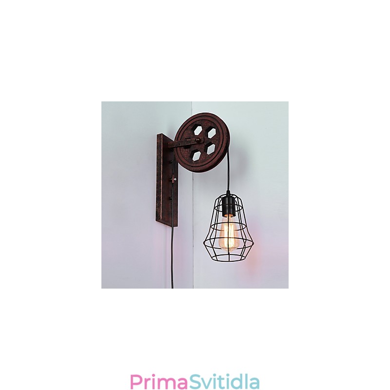 Industriální retro železná nástěnná lampa Creative Personality Lift Kladka Wall Lamp