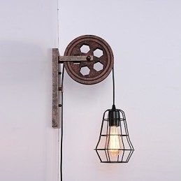 Industriální retro železná nástěnná lampa Creative Personality Lift Kladka Wall Lamp
