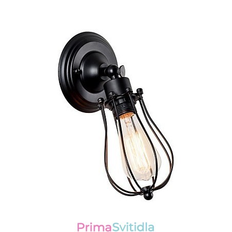Vintage nástěnné svítidlo Průmyslové nástěnné svítidlo s černým kovovým drátem v kleci Vintage nástěnné svítidlo Průmyslové nástěnné svítidlo s černým kovovým drátem v kleci