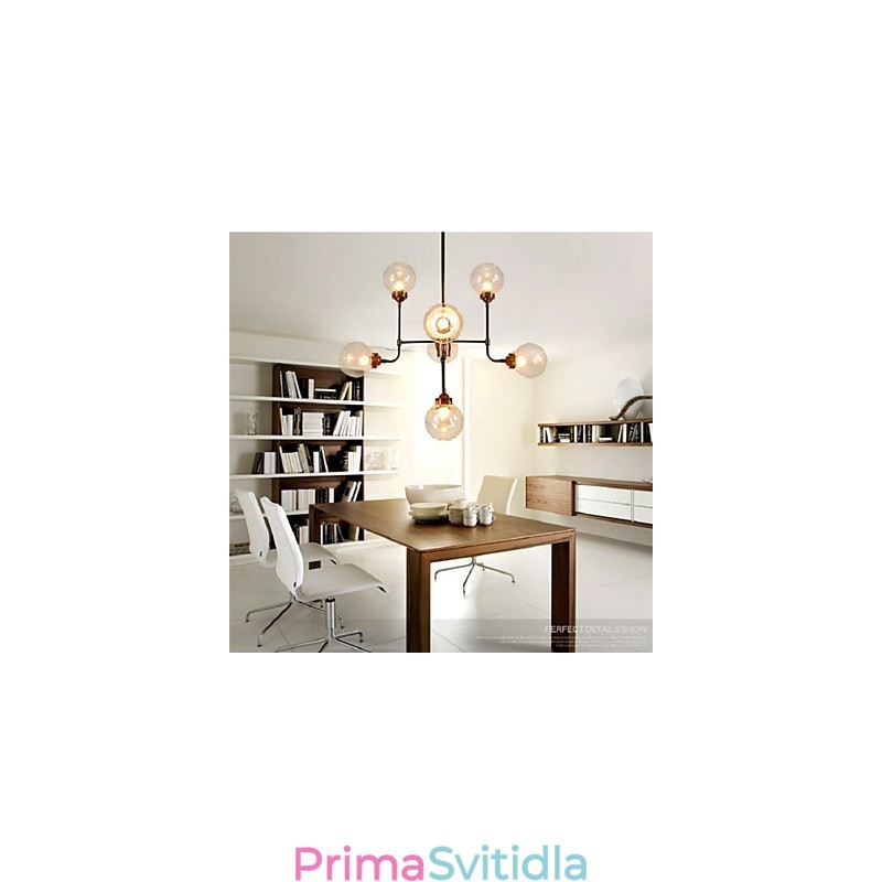 Moderní kreativní kovaný lustr obnovující starověké způsoby skleněné kuličky molekulární kouzelné fazole Droplight