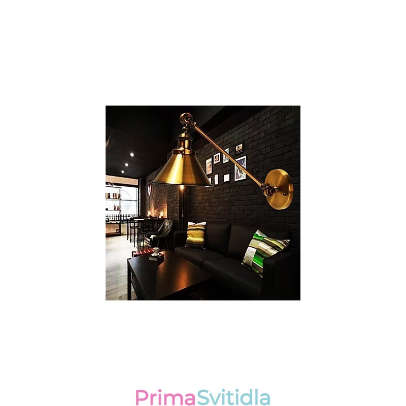 Vintage kovová nástěnná nástěnná retro průmyslová nástěnná lampa s nastavitelným stínítkem nočního osvětlení