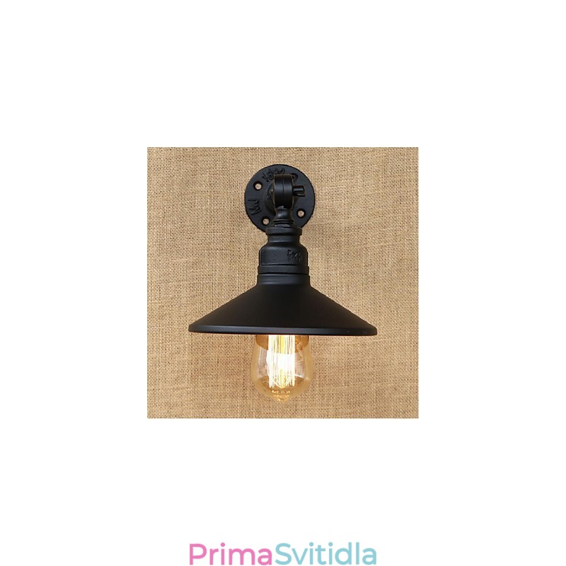 Nástěnná nástěnná lampa na vodní dýmku v industriálním stylu černá