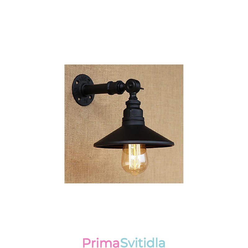 Nástěnná nástěnná lampa na vodní dýmku v industriálním stylu černá