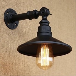 Nástěnná nástěnná lampa na vodní dýmku v industriálním stylu černá