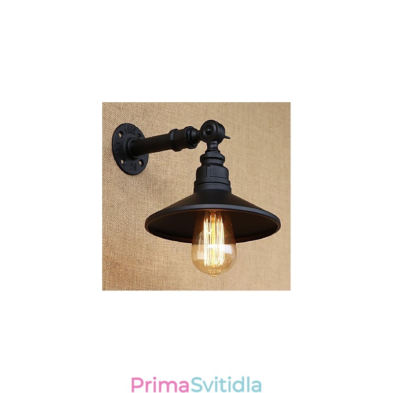 Nástěnná nástěnná lampa na vodní dýmku v industriálním stylu černá