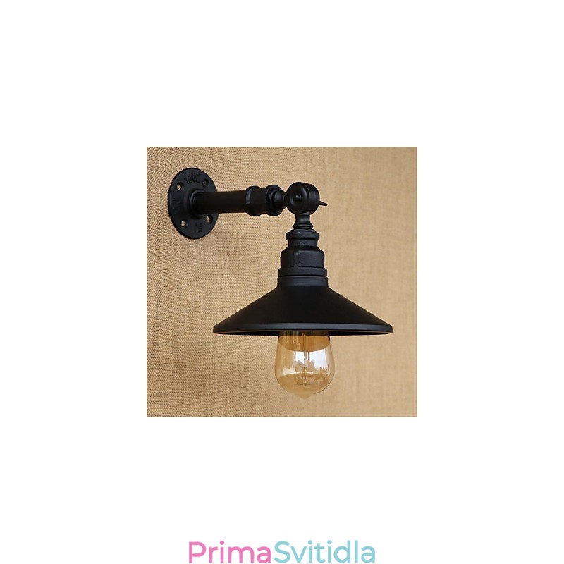 Nástěnná nástěnná lampa na vodní dýmku v industriálním stylu černá