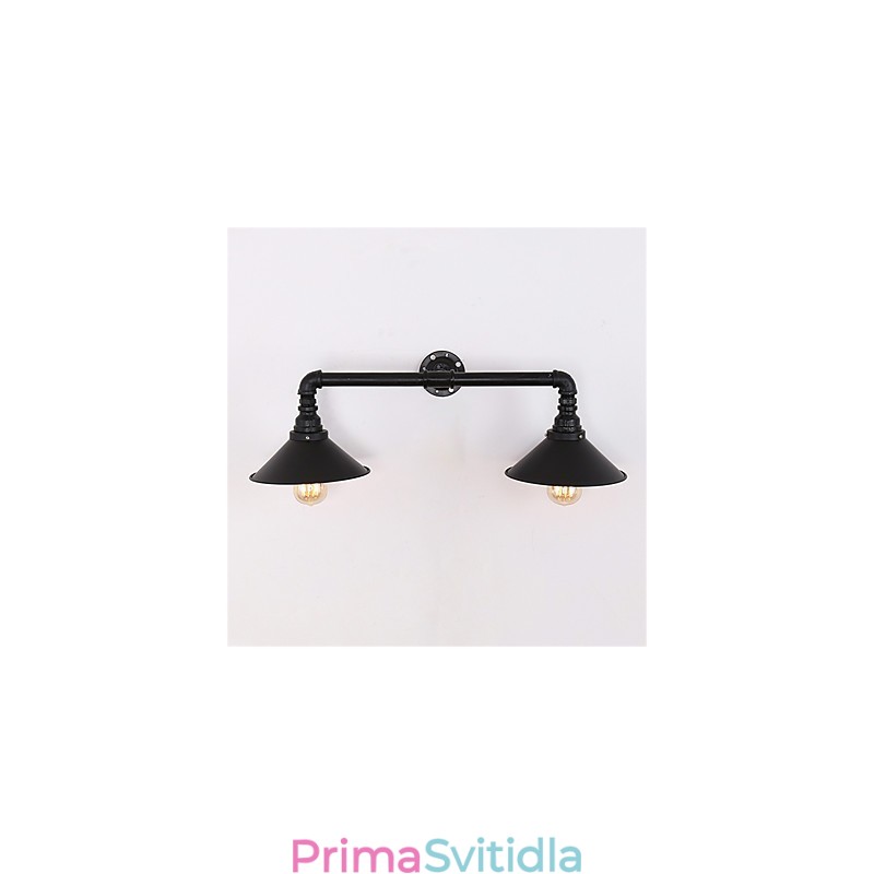 Vintage průmyslová trubková nástěnná svítidla Black Metal Shade Restaurant Cafe Bar Dekorační osvětlení se 2 světlými lakovanými povrchy