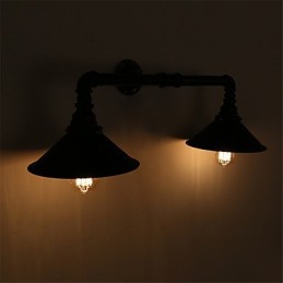 2 Heads Retro Industrial Pipe Nástěnná svítidla Jednoduché Loft Černá Kovová Jídelna Kuchyň Bar Kavárna Dekorační osvětlení
