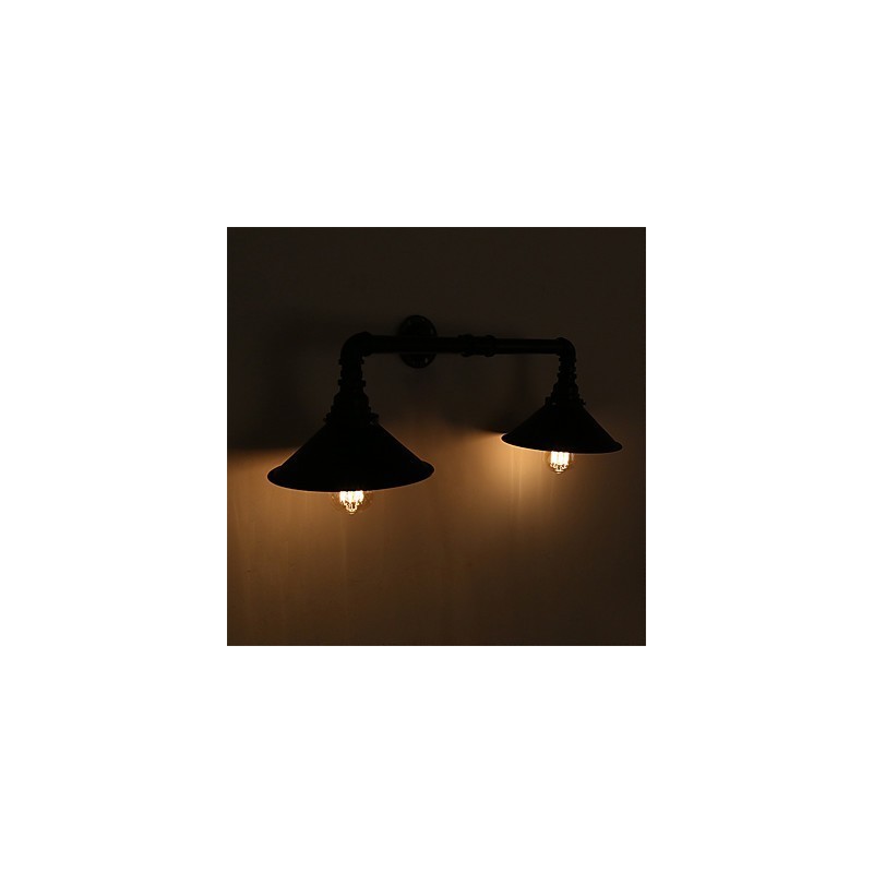 2 Heads Retro Industrial Pipe Nástěnná svítidla Jednoduché Loft Černá Kovová Jídelna Kuchyň Bar Kavárna Dekorační osvětlení