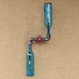 Kované železo Loft The Bottle Pipe Bottle Bottle Wall Lampy Police