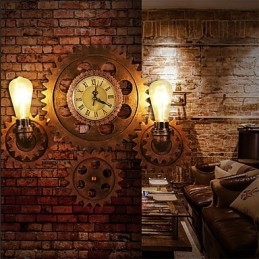 Vintage průmyslová nástěnná svítidla Tvar dřevěného ozubeného kola Kreativní otočná světla Restaurace Kavárna Bar Dekorační osvětlení