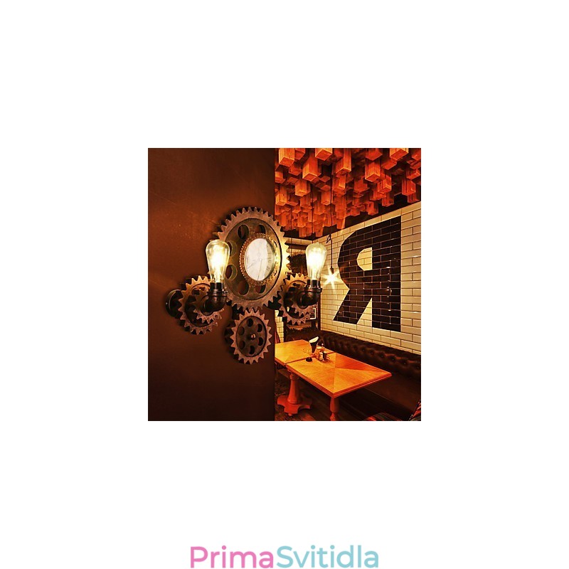 Vintage průmyslová nástěnná svítidla Tvar dřevěného ozubeného kola Kreativní otočná světla Restaurace Kavárna Bar Dekorační osvětlení