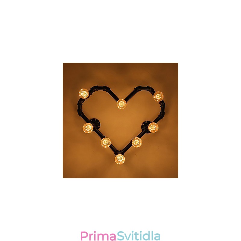 Vintage Water Pipe Loving Heart Kreativní nástěnná světla Průmyslový obývací pokoj Restaurace Bary Kavárna dekorace nástěnné svítidla
