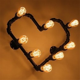 Vintage Water Pipe Loving Heart Kreativní nástěnná světla Průmyslový obývací pokoj Restaurace Bary Kavárna dekorace nástěnné svítidla