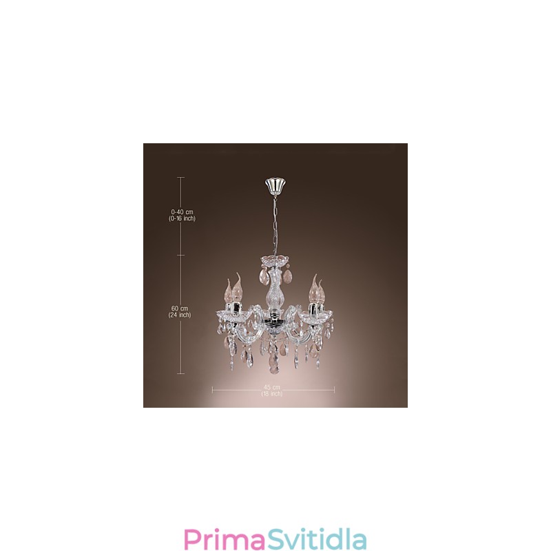 Upligh Chrome stropní lampa Světlo na svíčku Akrylové svítidlo Lustrový přívěsek