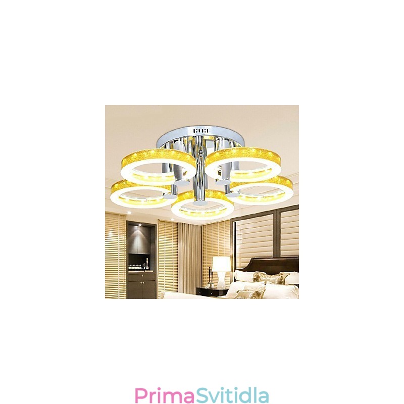 Jednoduchý akrylový lustr s 5 světly (povrchová úprava Chrome)