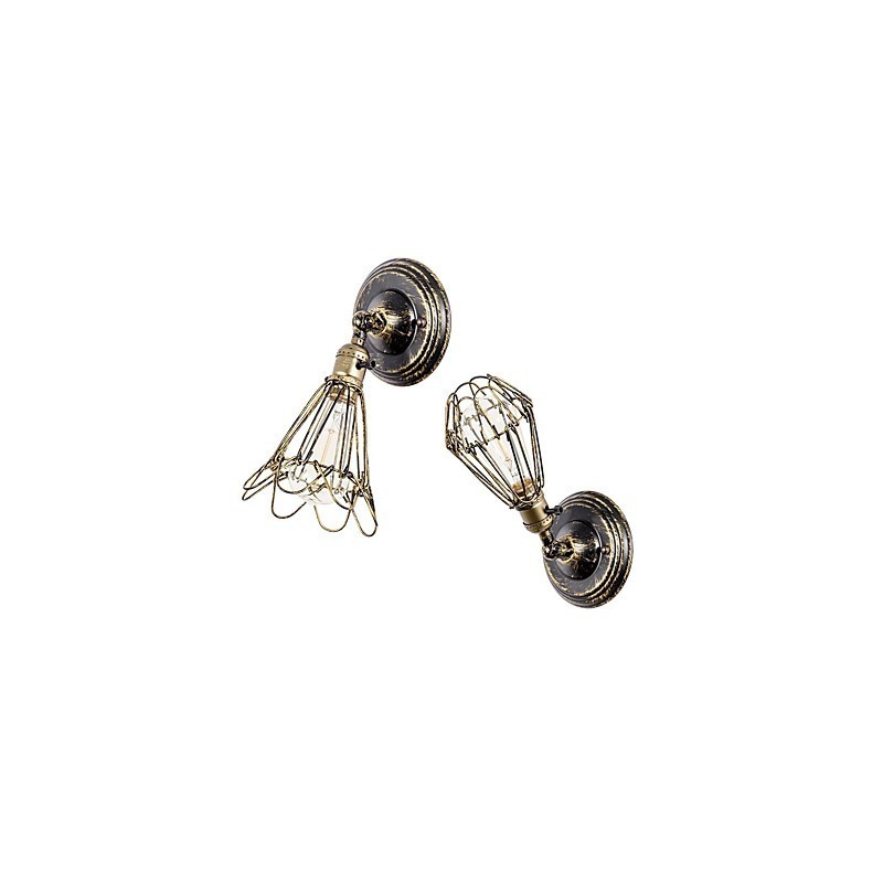 Nástěnné svítidla Vintage vnitřní úhel nastavitelné kovové nástěnné svítidlo Retro drátěná klec nástěnná lampa