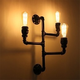 Vintage Industrial Pipe Nástěnná světla Černá kreativní světla Restaurace Kavárna Bar Dekorační osvětlení se 3 světlými lakovanými povrchy