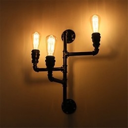 Vintage Industrial Pipe Nástěnná světla Černá kreativní světla Restaurace Kavárna Bar Dekorační osvětlení se 3 světlými lakovanými povrchy