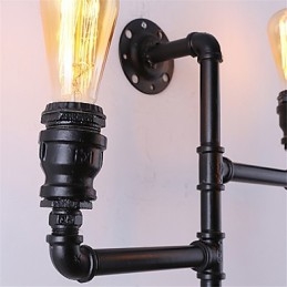 Vintage Industrial Pipe Nástěnná světla Černá kreativní světla Restaurace Kavárna Bar Dekorační osvětlení se 3 světlými lakovanými povrchy