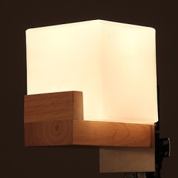 Jednoduchá nástěnná lampa Noční stolní lampa se skleněným stínidlem a masivním dřevem do ložnice Komoda Obývací pokoj Dětský pokoj Kolej Konferenční stolek Knihovny