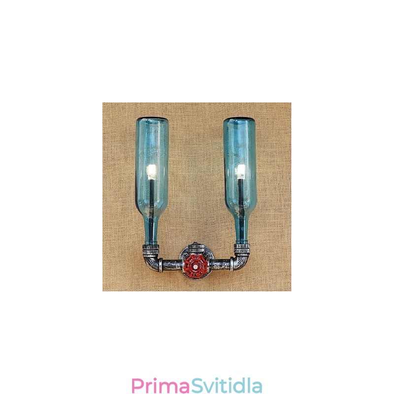 Retro průmyslový spínač větru Nástěnná lampa na láhev s vodou světle modrá