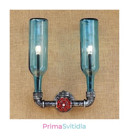 Retro průmyslový spínač větru Nástěnná lampa na láhev s vodou světle modrá Retro průmyslový spínač větru Nástěnná lampa na láhev s vodou světle modrá