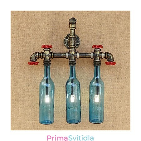 Retro průmyslový spínač větru Nástěnná lampa na láhev s vodou světle modrá Retro průmyslový spínač větru Nástěnná lampa na láhev s vodou světle modrá
