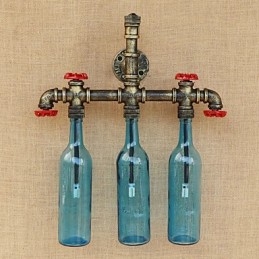 Retro průmyslový spínač větru Nástěnná lampa na láhev s vodou světle modrá