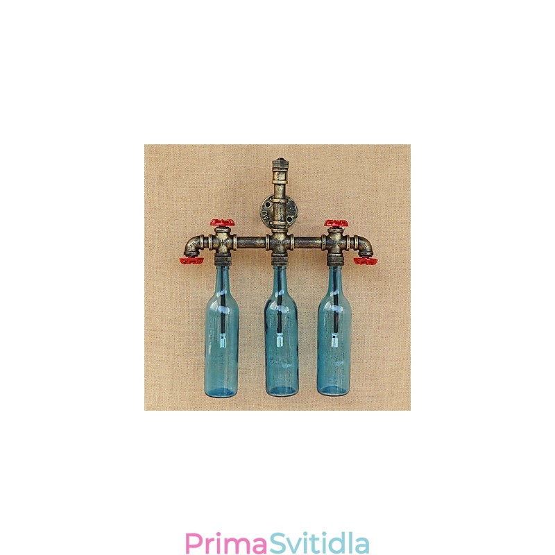Retro průmyslový spínač větru Nástěnná lampa na láhev s vodou světle modrá