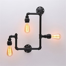 3 Heads Vintage Industrial Pipe Nástěnná světla Černá kreativní světla Restaurace Kavárna Bar Dekorační osvětlení