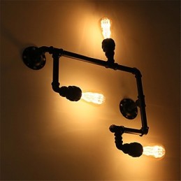 3 Heads Vintage Industrial Pipe Nástěnná světla Černá kreativní světla Restaurace Kavárna Bar Dekorační osvětlení
