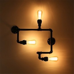 3 Heads Vintage Industrial Pipe Nástěnná světla Černá kreativní světla Restaurace Kavárna Bar Dekorační osvětlení