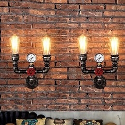 2 hlavy Vintage průmyslová kovová nástěnná svítidla Restaurace Kavárna Bar Dekorační osvětlení