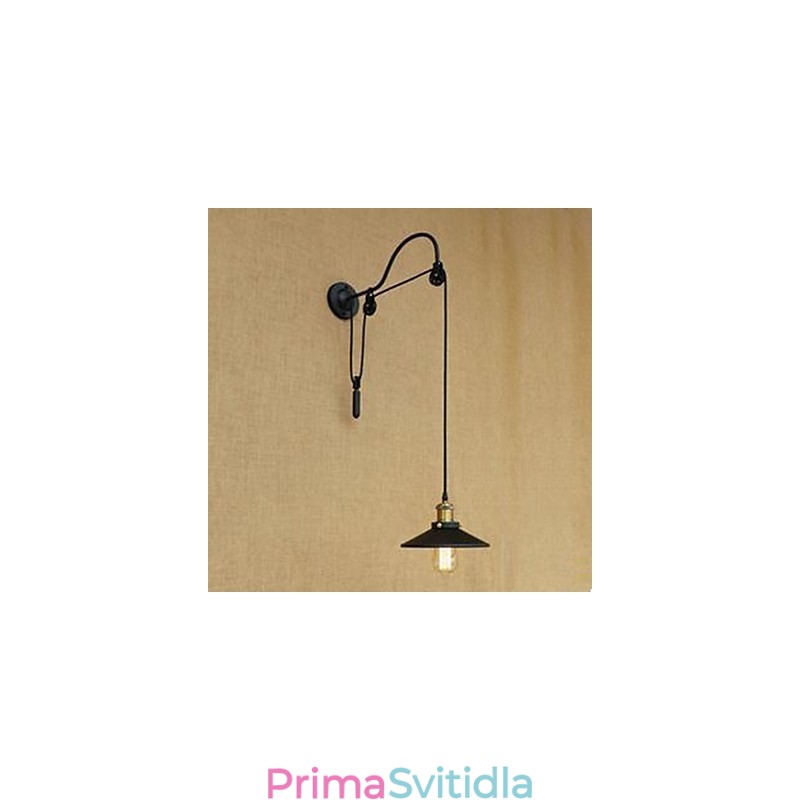 Zvedací nástěnná lampa do jídelny s nastavitelnou délkou závitu retro kreativní charakter Ložnice nástěnná lampa Iron
